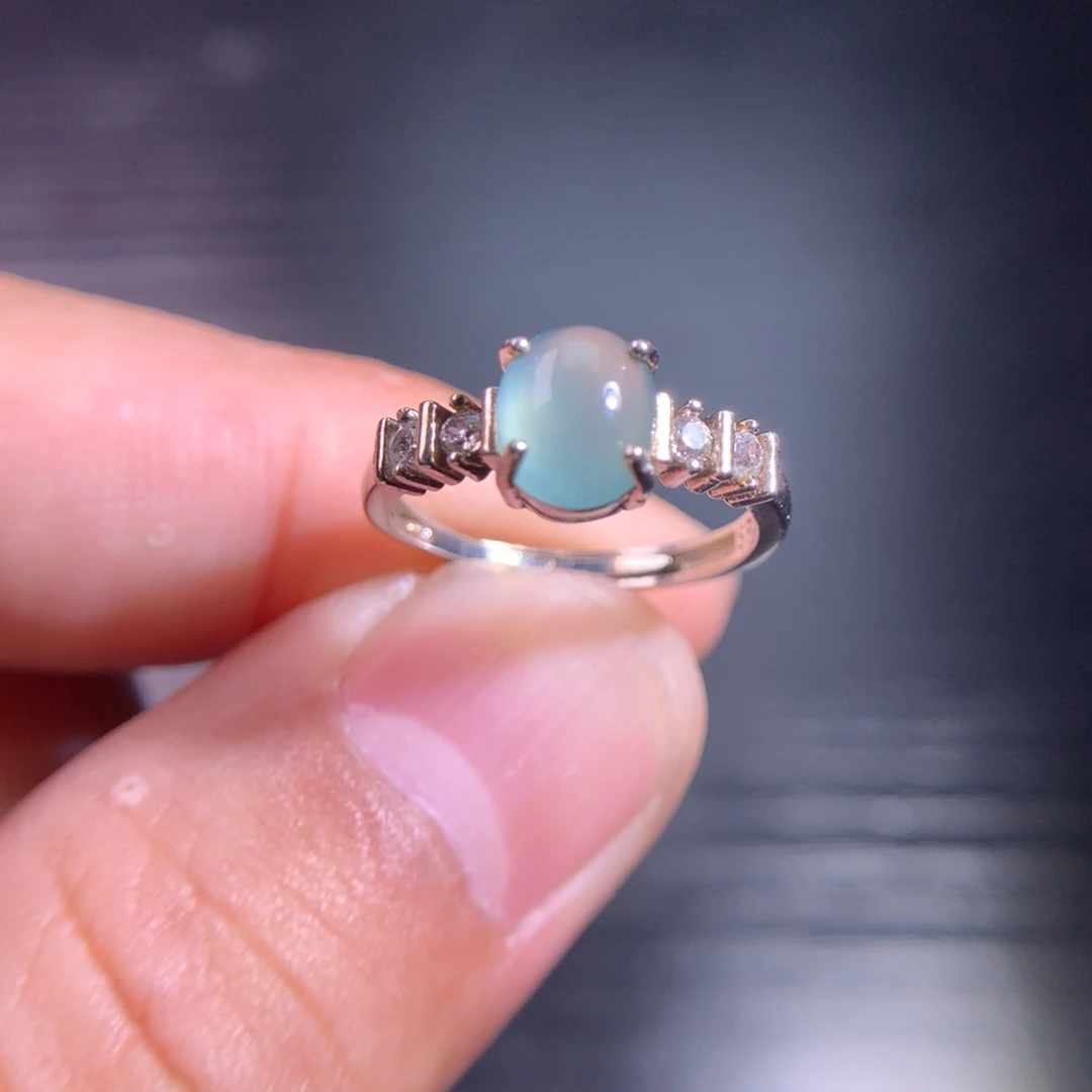 翡翠银S925镶嵌吊坠(不含链)天然A货翡翠