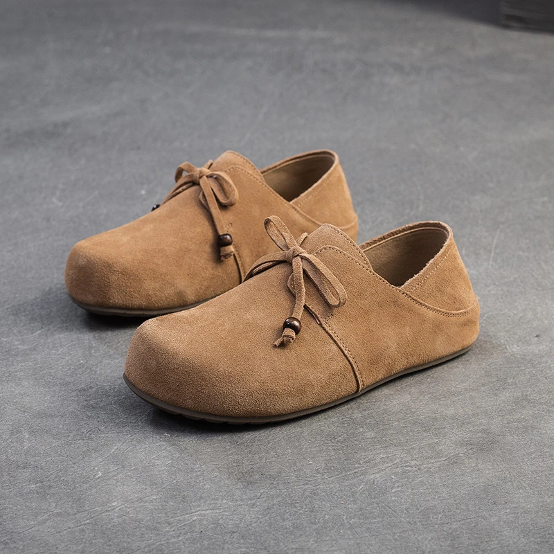 真皮一脚蹬懒人单鞋复古丑萌设计舒适平底休闲百搭勃肯鞋女鞋