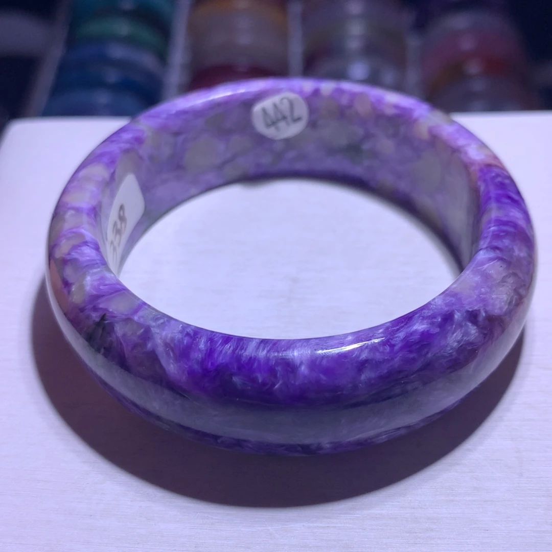 手镯银S925镶嵌水晶紫龙晶58.2圈442