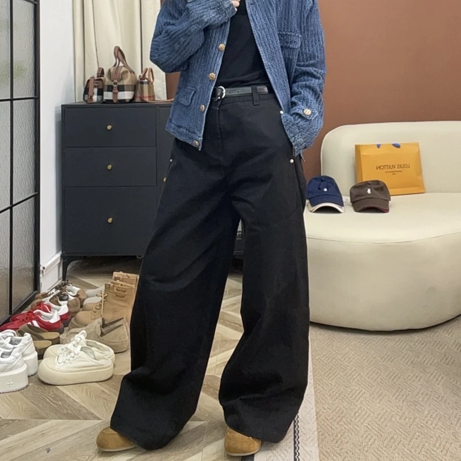 【弯刀牛仔】2025新款弯刀裤子韩系高腰休闲裤新款宽松阔腿长裤女