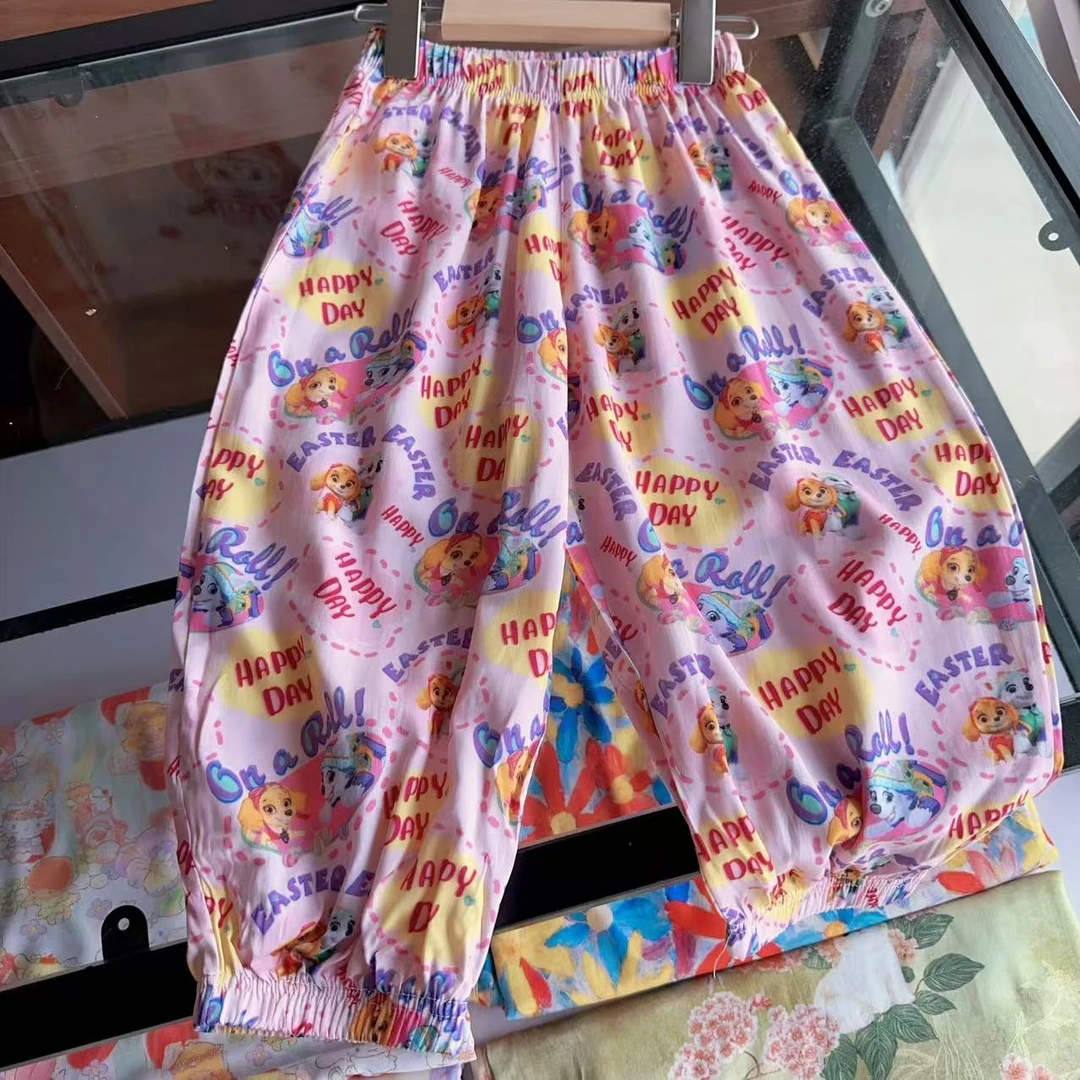 粉队长裤子2025新款春夏套装花海儿童裤子