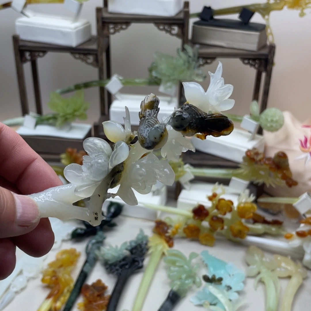 蛇纹石玉合金发饰