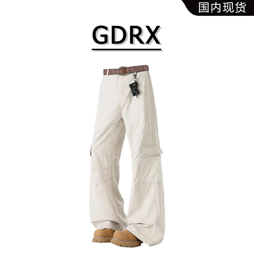 GDRX美式工装男士牛仔裤2025春夏新款垂感水洗做旧直筒时尚阔腿裤