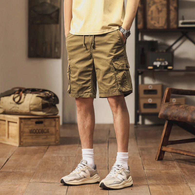 薄款潮流时尚中裤夏季男宽松多口袋工装短裤直筒帅气五分裤子外穿