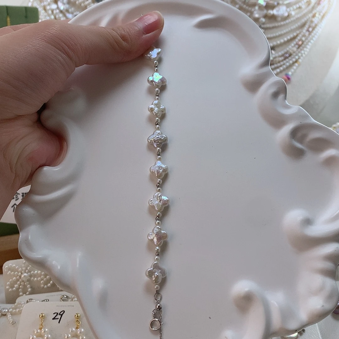 淡水珍珠银S925镶嵌手绳