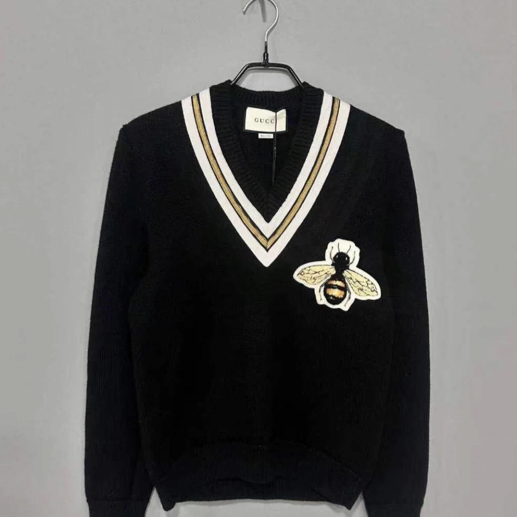 99新 GUCCI/古驰 学院风蜜蜂logo毛衣/XL码/C00985