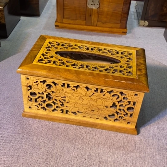 金丝楠金丝楠木小叶纸巾盒