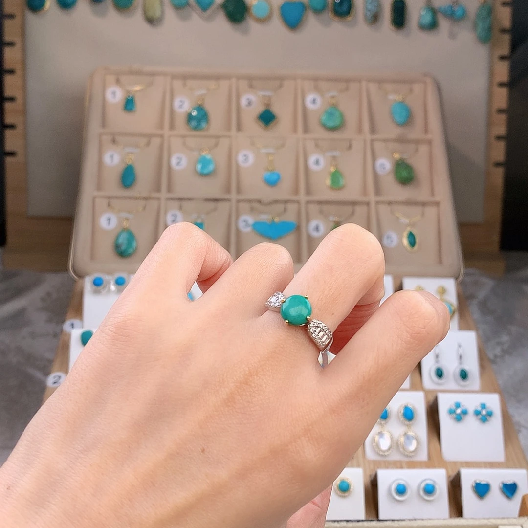 绿松石银S925镶嵌戒指