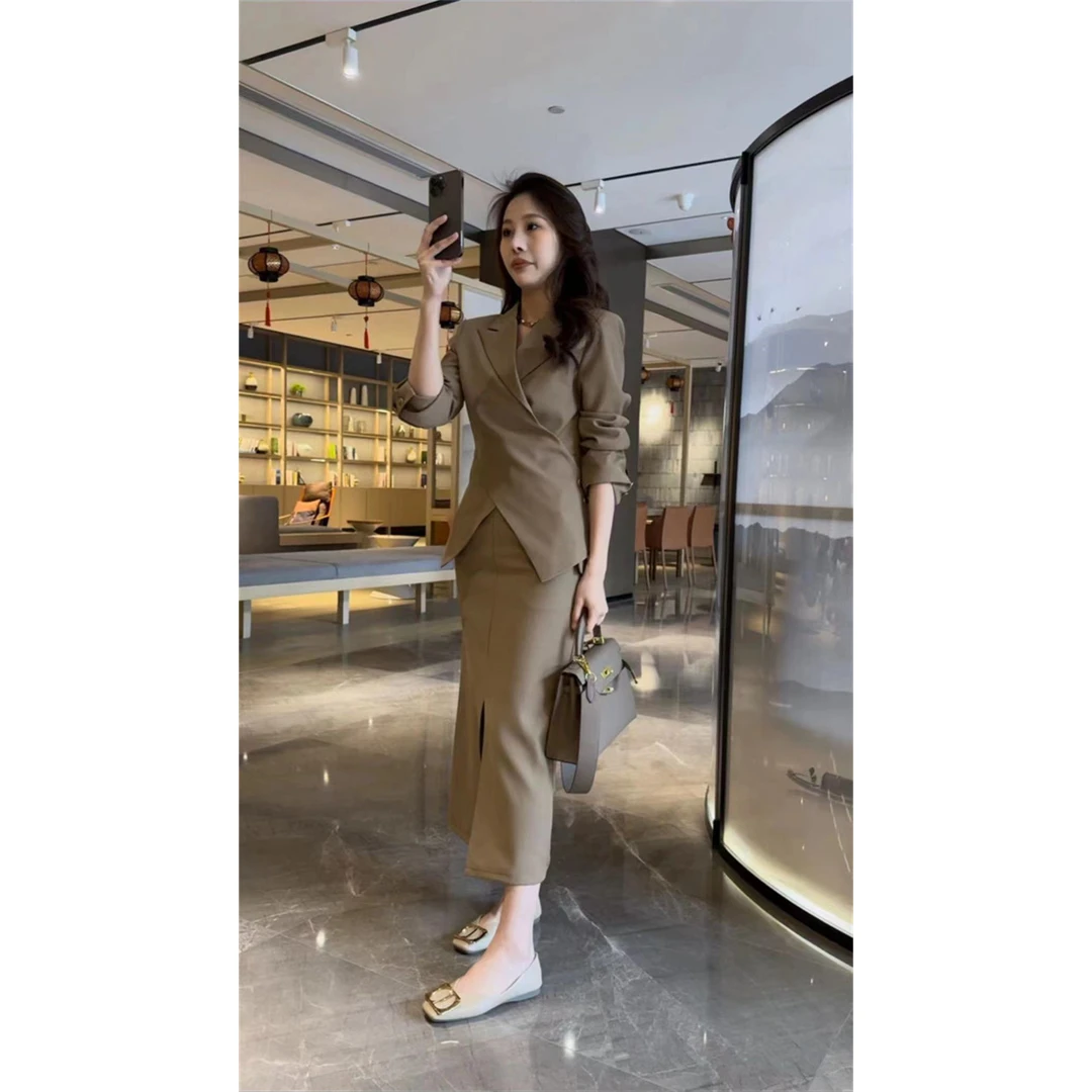 交叉新款时尚西装气质休闲宽松两件套-1375