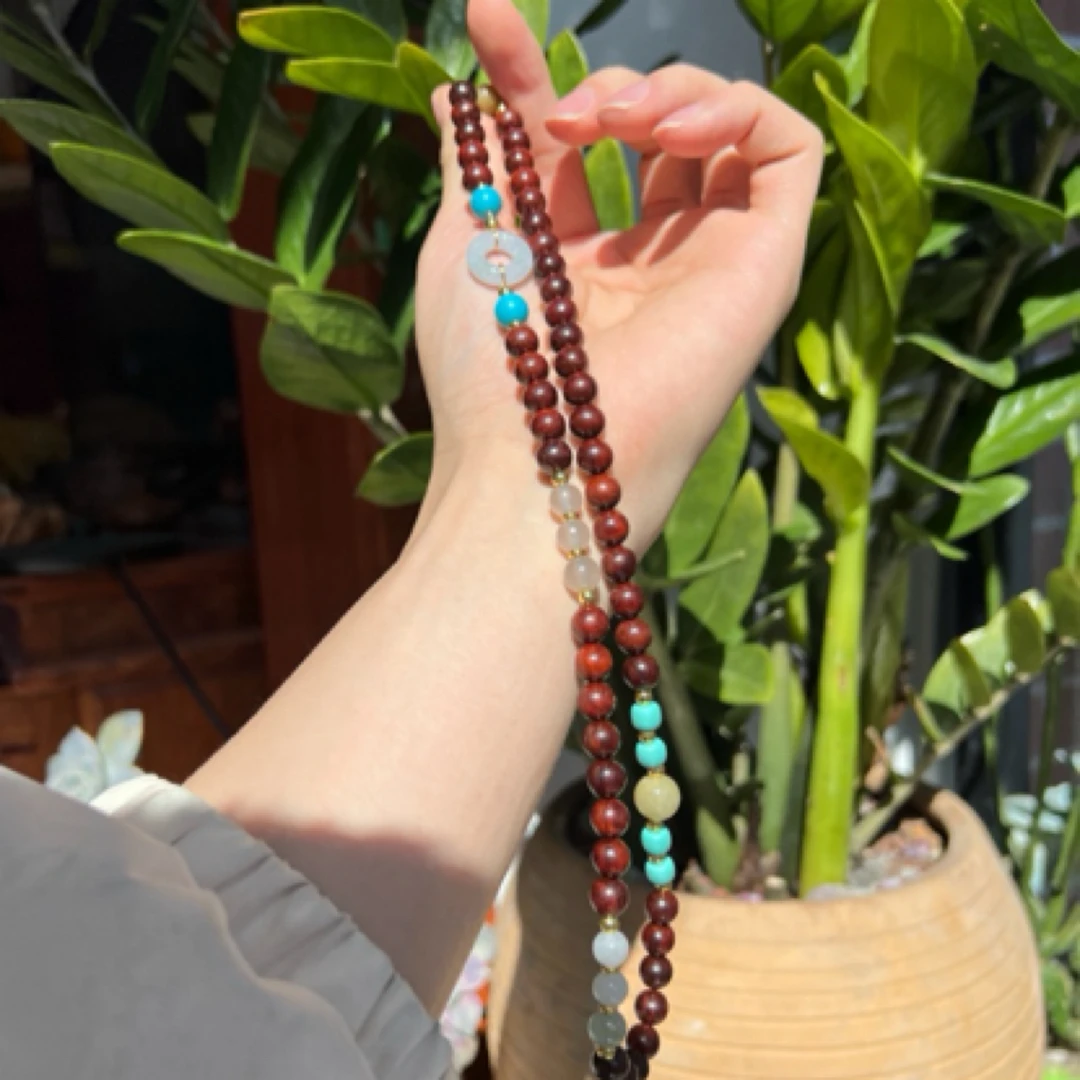 紫檀搭配翡翠手链