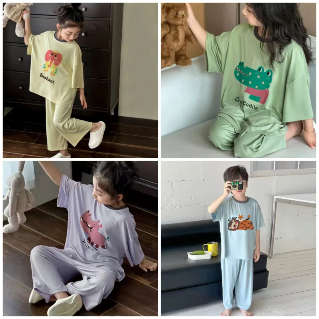 【清凉夏日 糖果色套装】夏季爆款套装莫代尔家居服男女宝同款