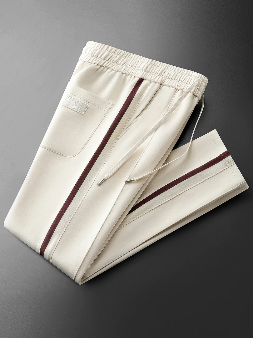 秋冬时尚撞色织带男士直筒运动卫裤高端柔软面膜空气层百搭休闲裤