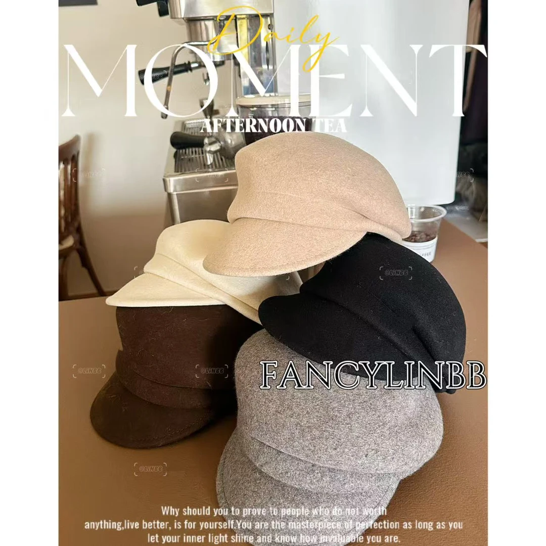 【小香羊毛帽】林北鼻·不对称时尚百搭贝雷帽羊毛帽毛呢帽