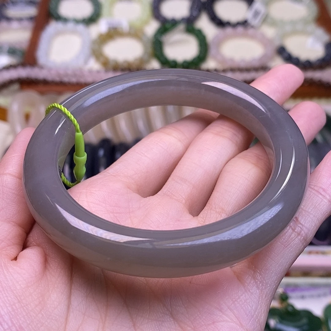 颈饰未镶嵌和田玉冰浓烟紫手镯58.2圈口