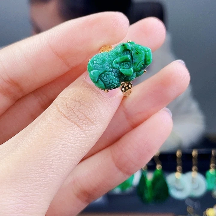 翡翠戒指银S925镶嵌饰品