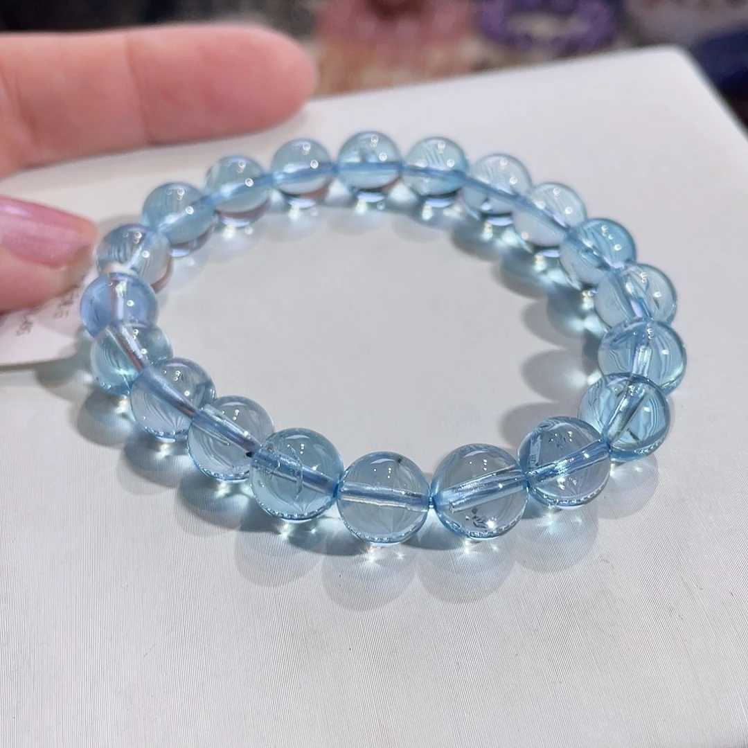 托帕石手链未镶嵌全冰蓝托帕石9.8mm