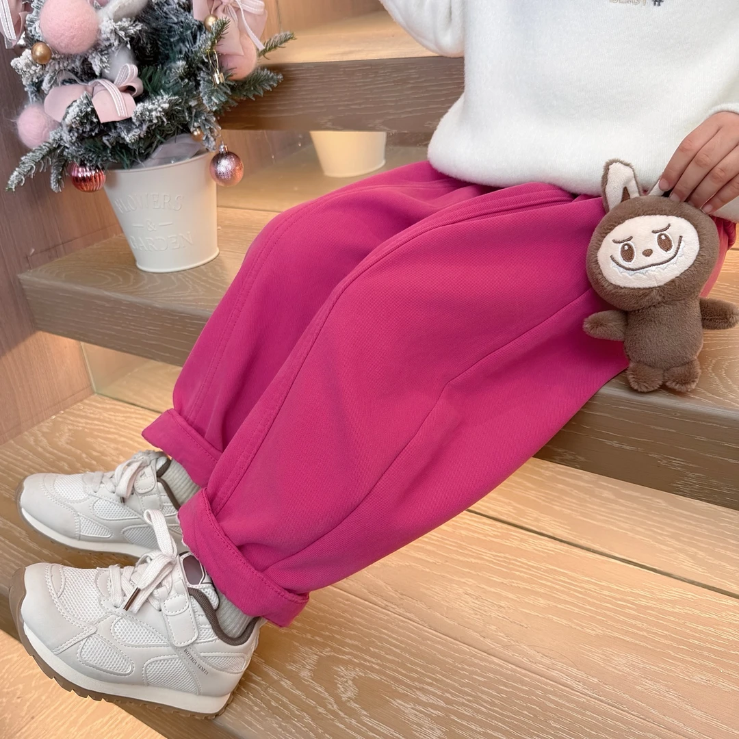 女童冬装棉裤直筒裤可爱百搭2025新款裤子