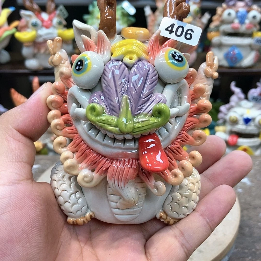 摆件直播间手工抽象陶瓷摆件406