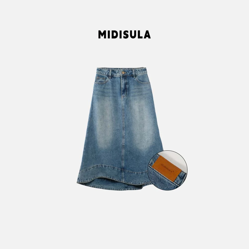 MDSL·新款欧洲复古开叉A字版型显瘦牛仔半身裙#1289