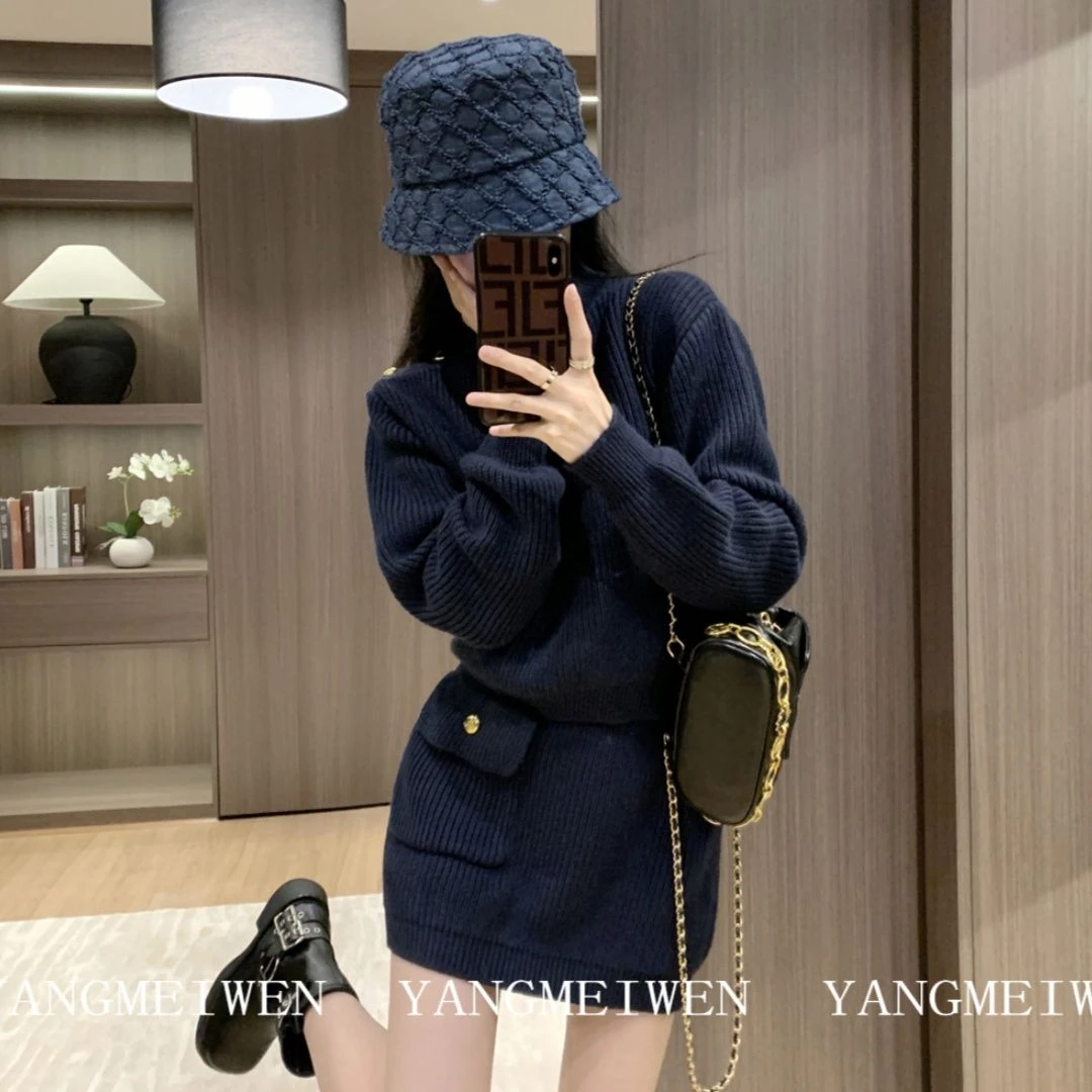 韩版温柔毛衣套装女高级感气质针织半裙秋冬搭配一整套