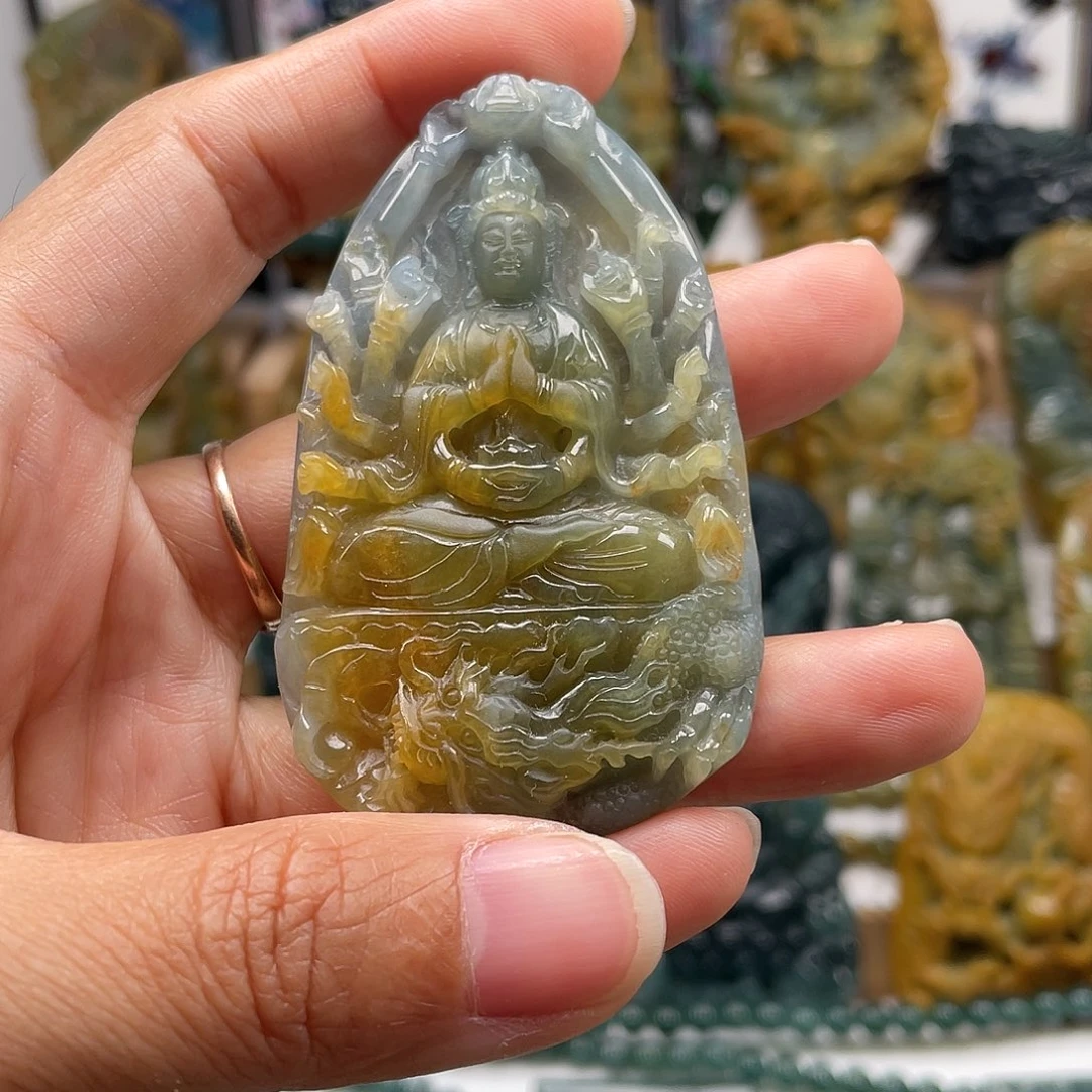 翡翠未镶嵌颈饰天然现磨a货千手