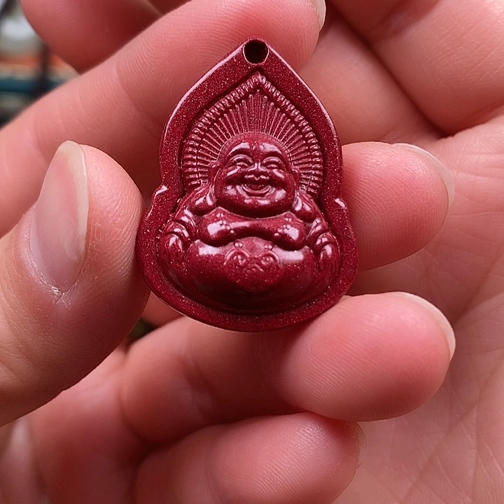 天然辰砂弥勒佛牌子