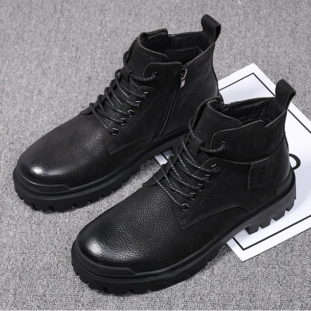 路易圣戈希男士秋季马丁靴男款冬季高帮棉鞋工装靴子厚底英伦男鞋