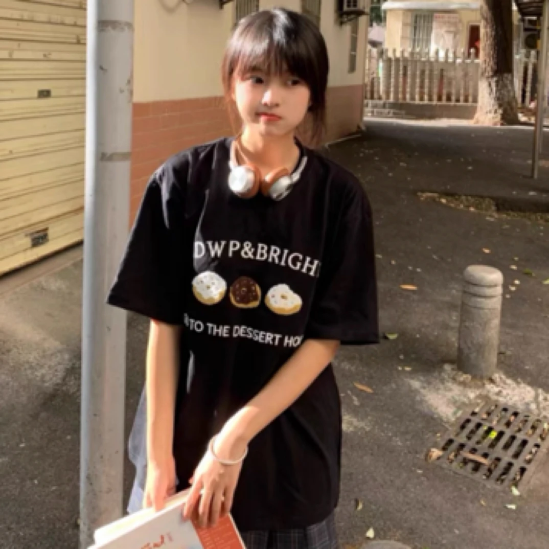 END甜甜圈刺绣纯棉短袖