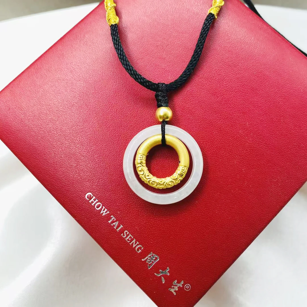 Chow Tai Seng/周大生翡翠戒指创意吊坠送老婆女友节日生日礼物