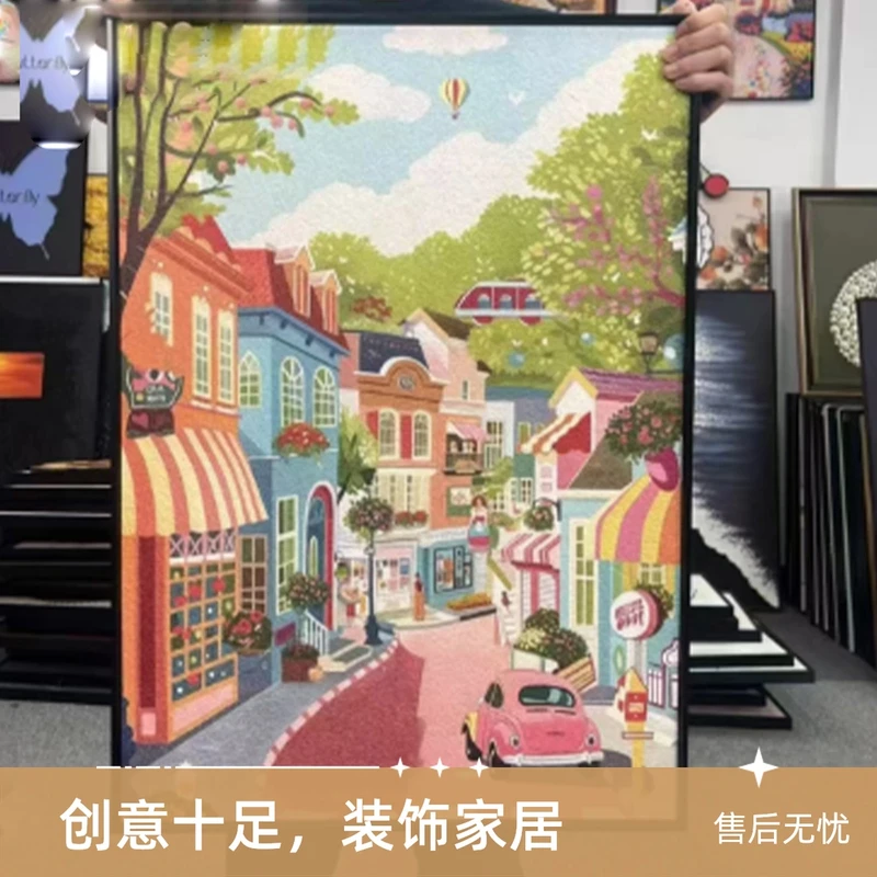 多巴胺风格城市美景砂岩客厅沙发卧室儿童房背景墙装饰画5070