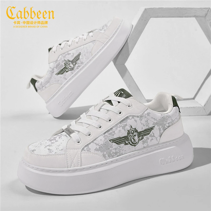 卡宾2025新款潮鞋秋季百搭男款休闲鞋男士板鞋轻奢低帮时尚小白鞋