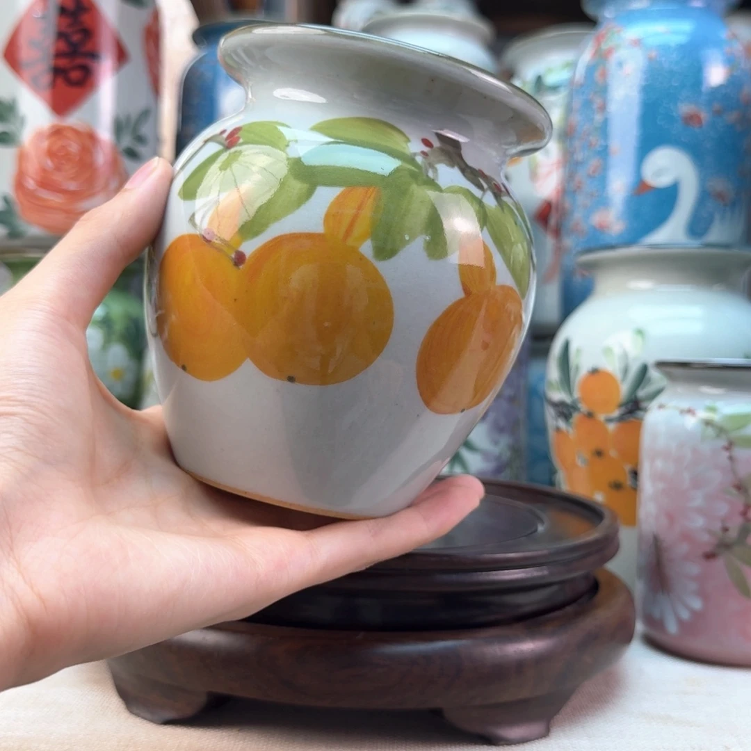 景德镇纯手绘陶瓷花瓶无孔
