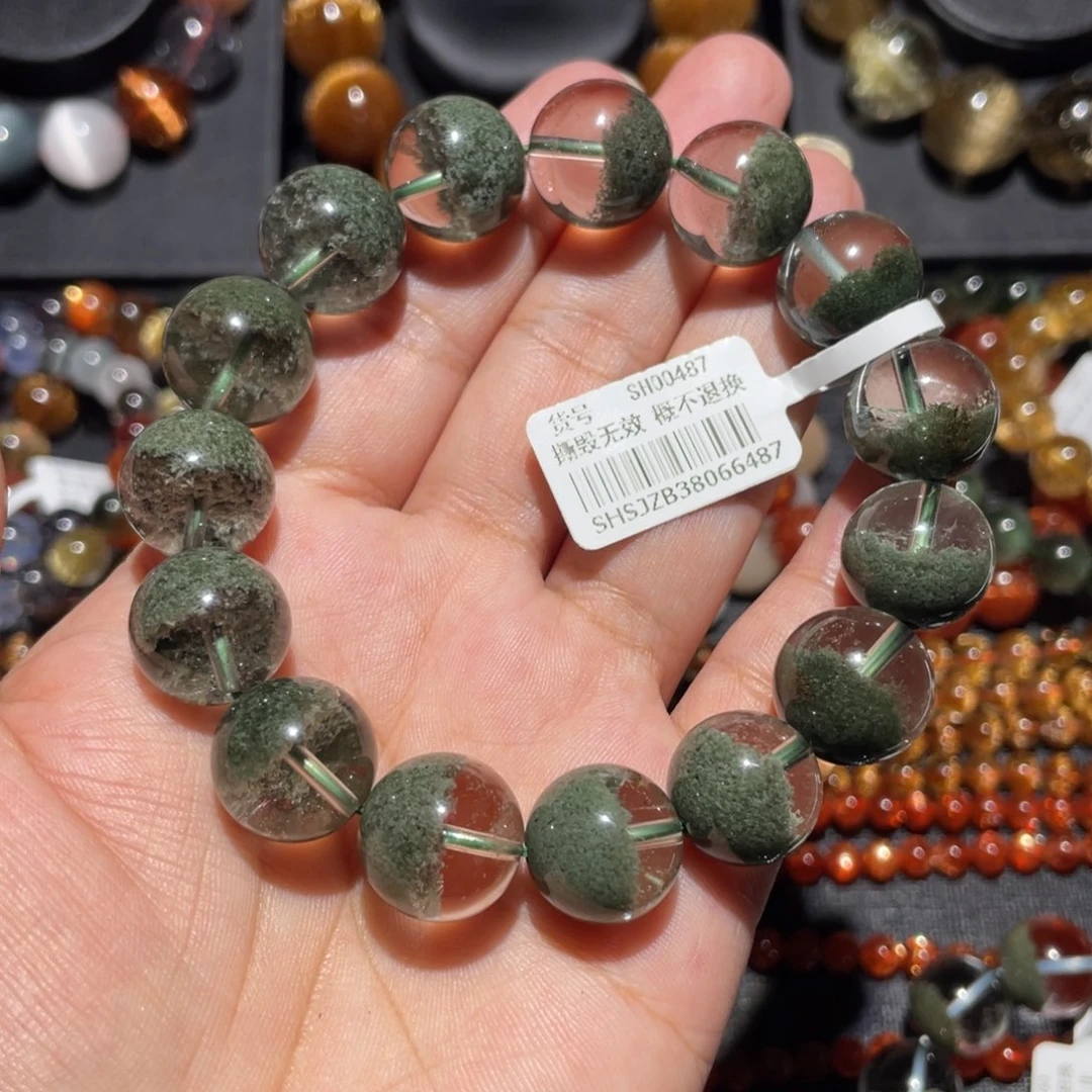 未镶嵌手链水晶绿幽灵聚宝盆14mm左右