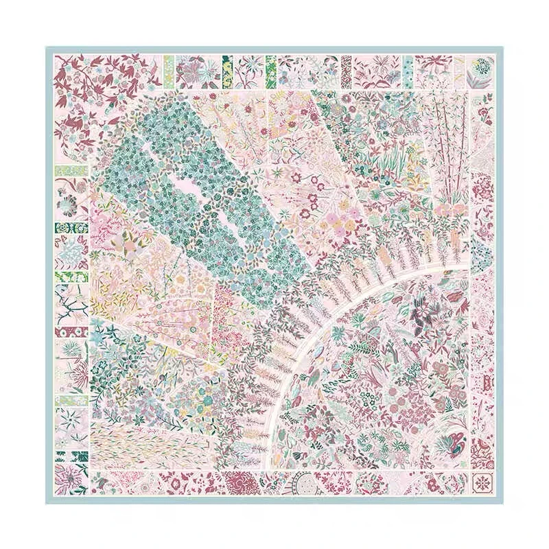 Hongxi Scarves/鸿晰丝巾 90丝毛-粉色秘密花园围巾87*87cm