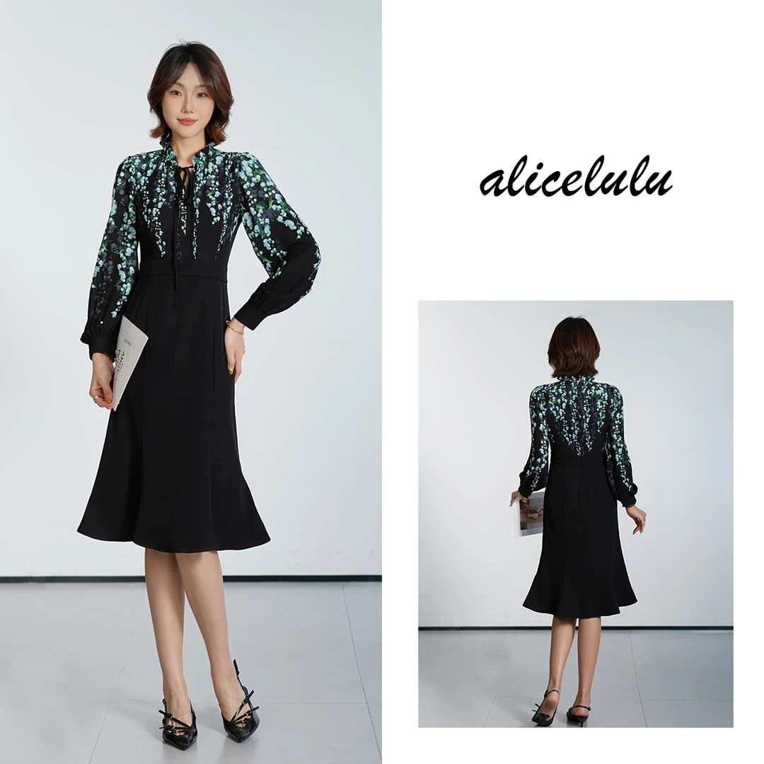[alicelulu]“铃兰心语”通勤连衣裙优雅花边显瘦气质S1031648W