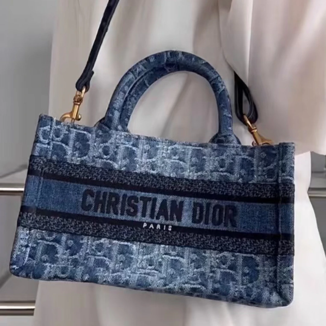 95新 DIOR/迪奥 Tote丹宁小托特斜挎包/全原/新款
