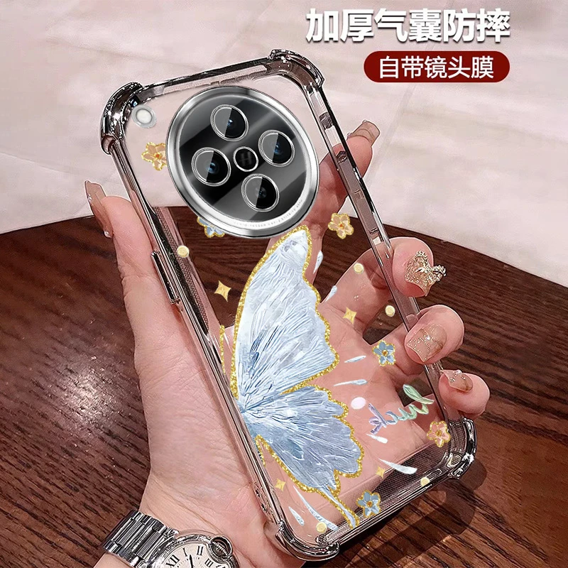 时尚蝴蝶适用oppofindx8手机壳防摔气囊小众轻奢pro全包镜头膜ins