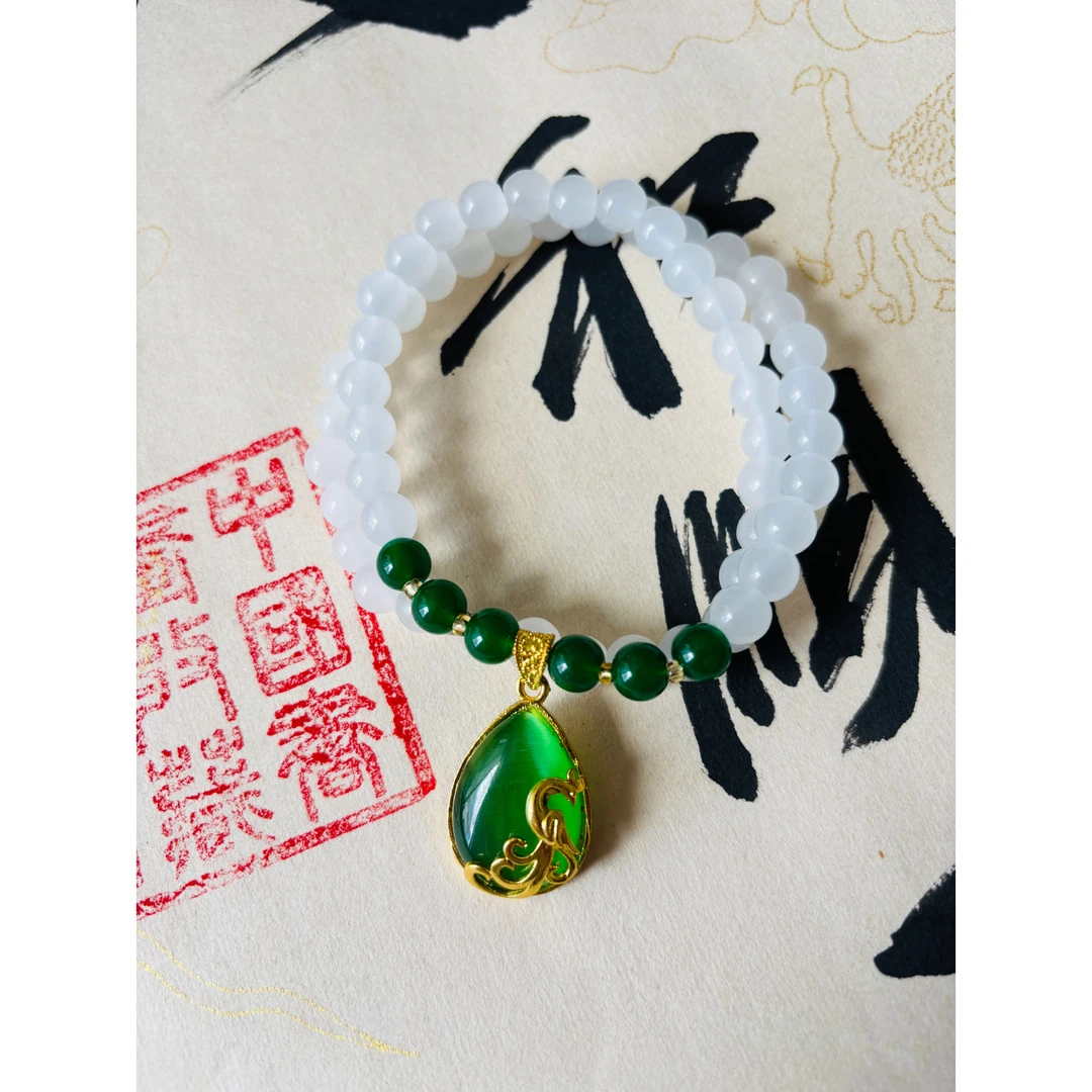 QW191 精品高端文玩 女款复古国风和田玉毛衣链（无证书/无礼盒）