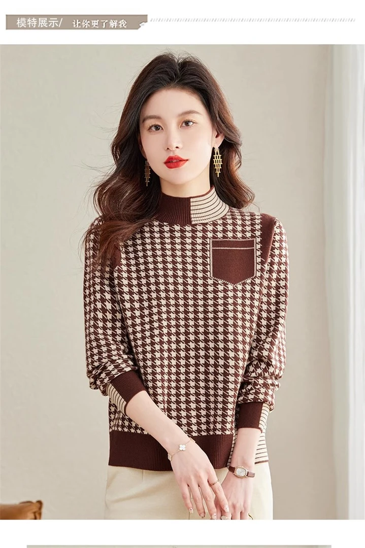 针织厚款羊毛混纺柔软保暖舒适女士毛衣
