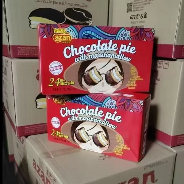 买二送一 越南进口安然派azan蛋糕派夹心巧克力派味糕点672克24枚