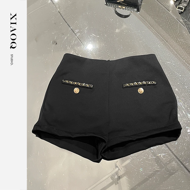 【小Q家】24544气质小香风链条短裤（含臀垫）
