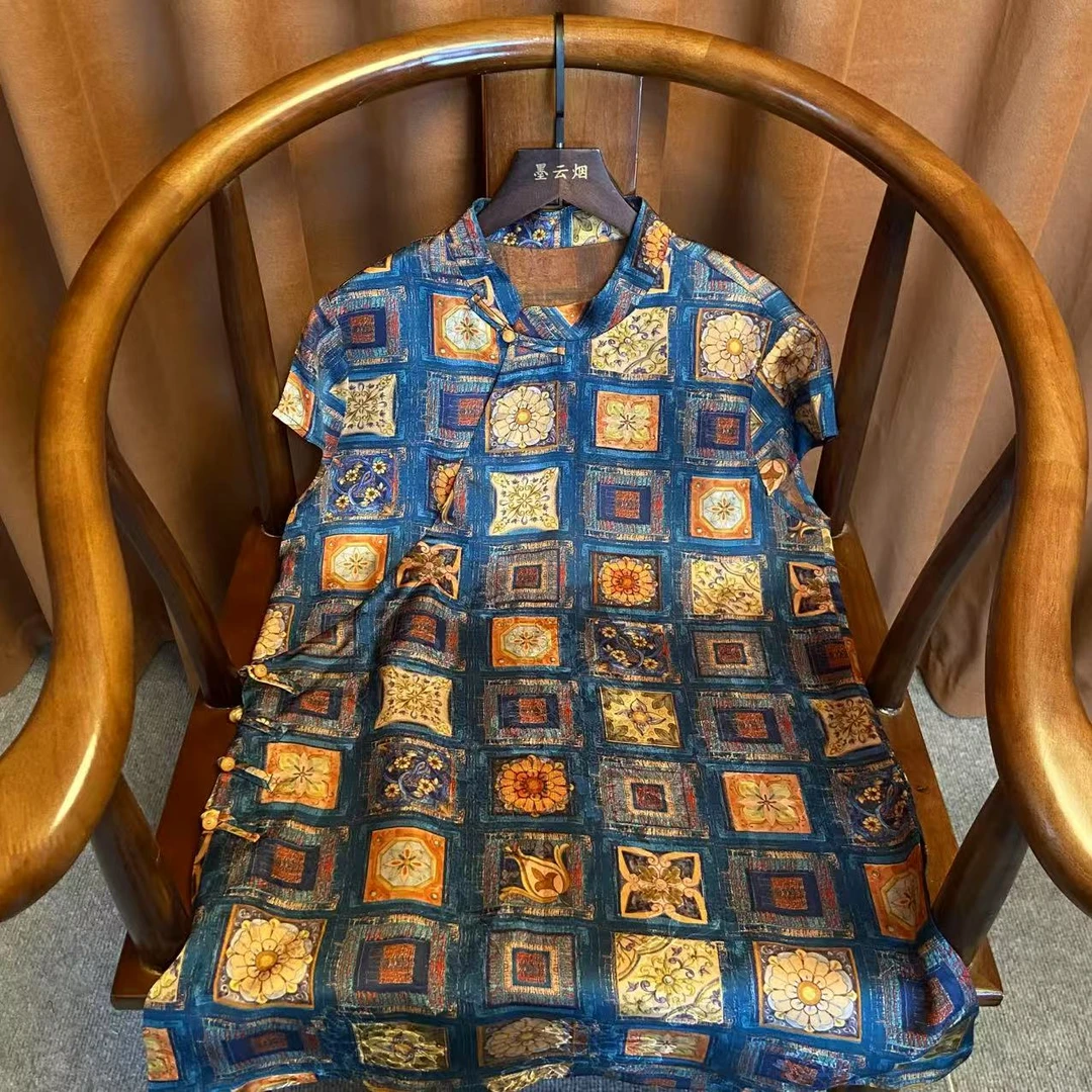 【 鸿轩】2025新款夏季奥黛新中式时尚国风斜襟高定提花女装0236