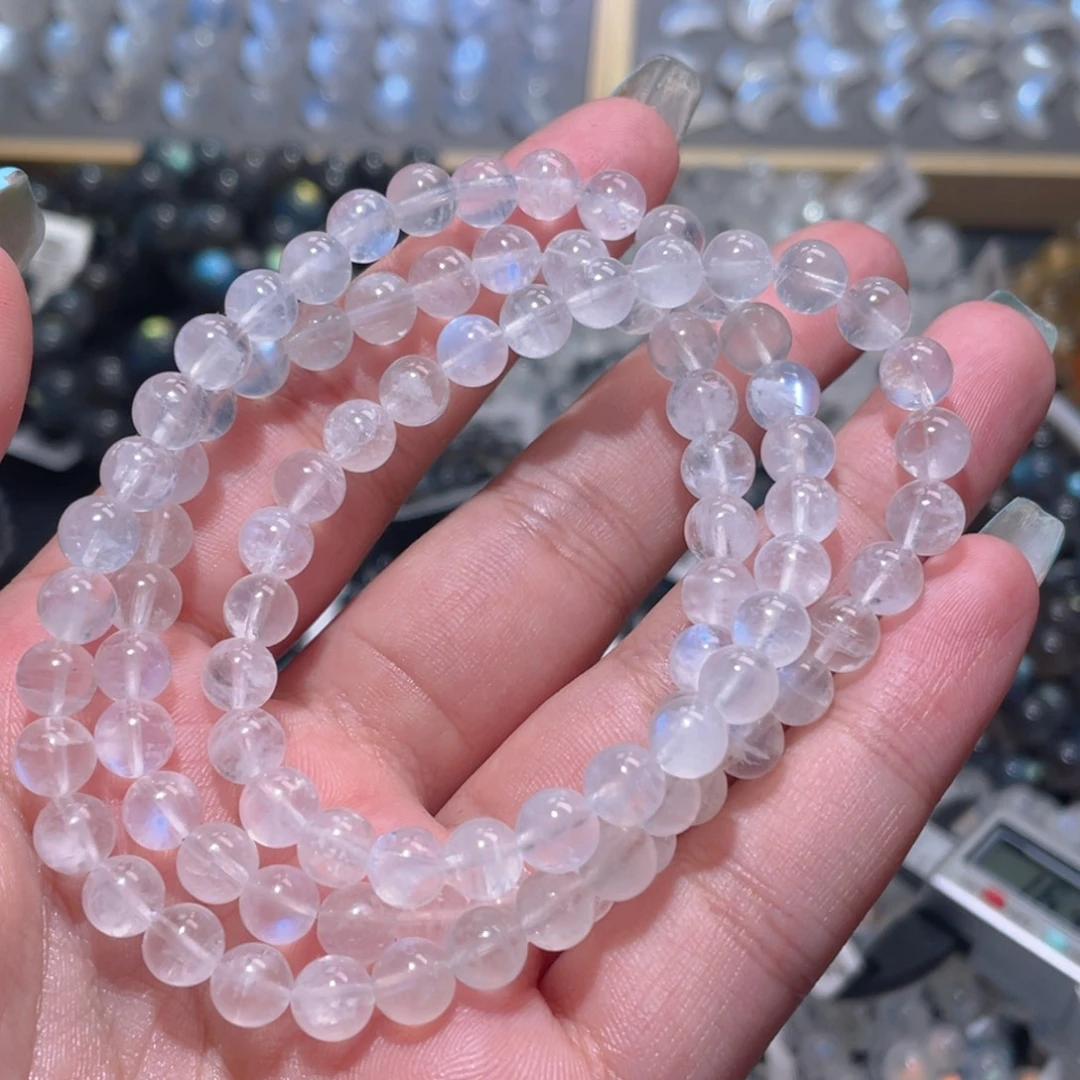 未镶嵌长石手链蓝月光手链多圈6.5mm