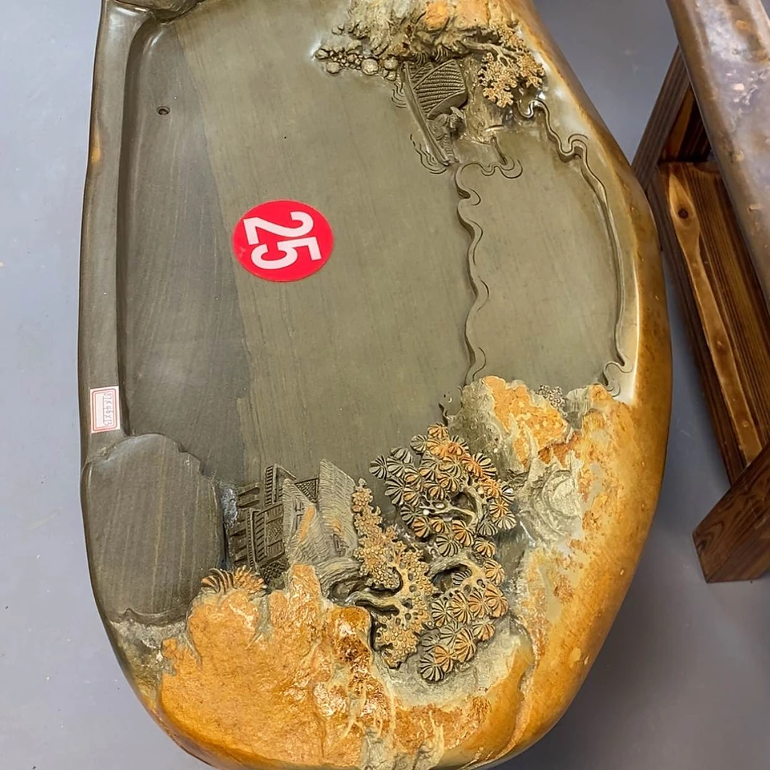 【闪购商品】盛*辉端砚石绿端山水茶盘