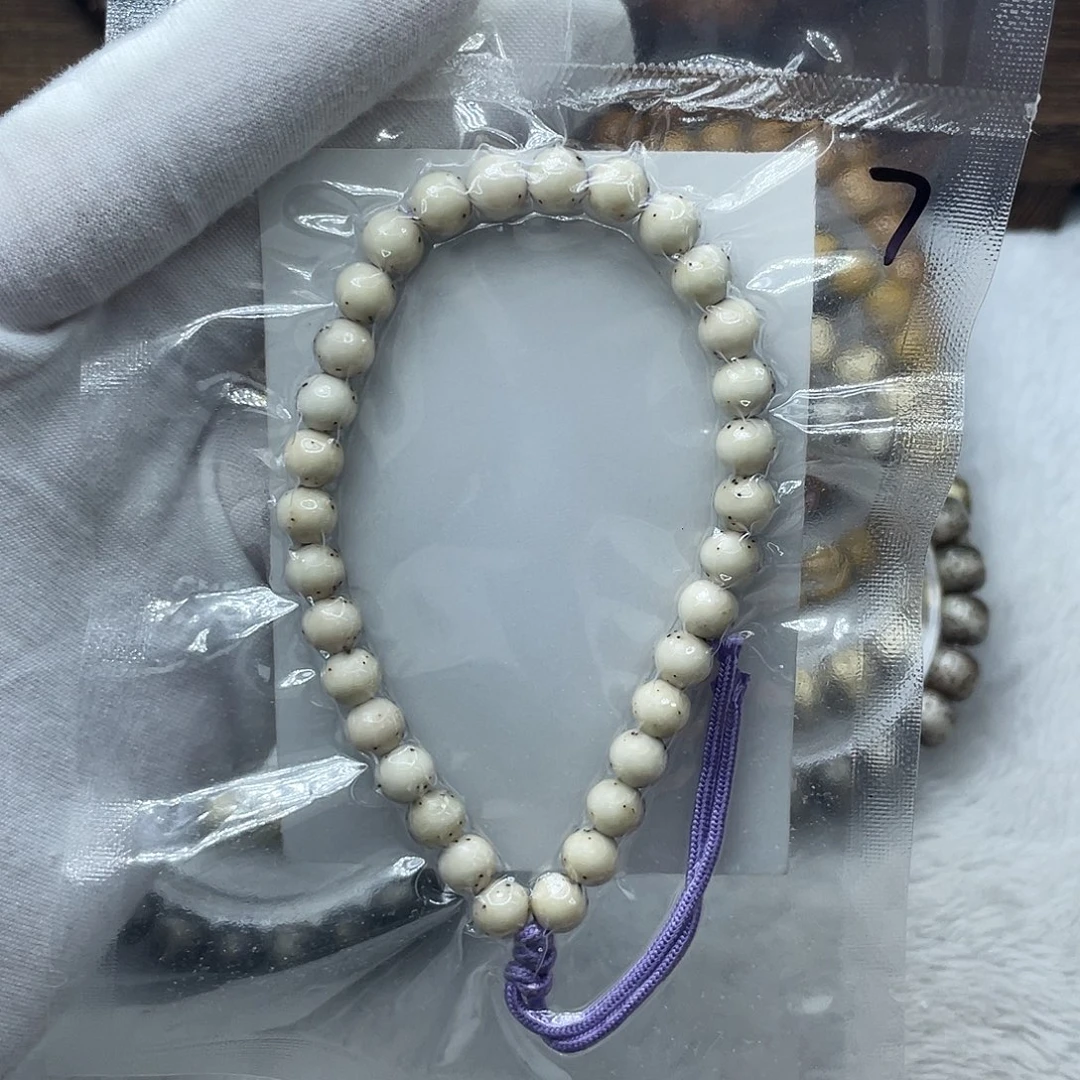 星月菩提手串原生态骨瓷白7圆通体留白手持
