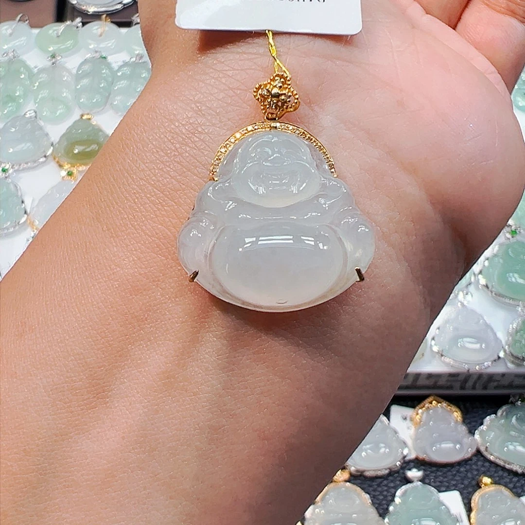 吊坠(不含链)18K金镶嵌翡翠佛公