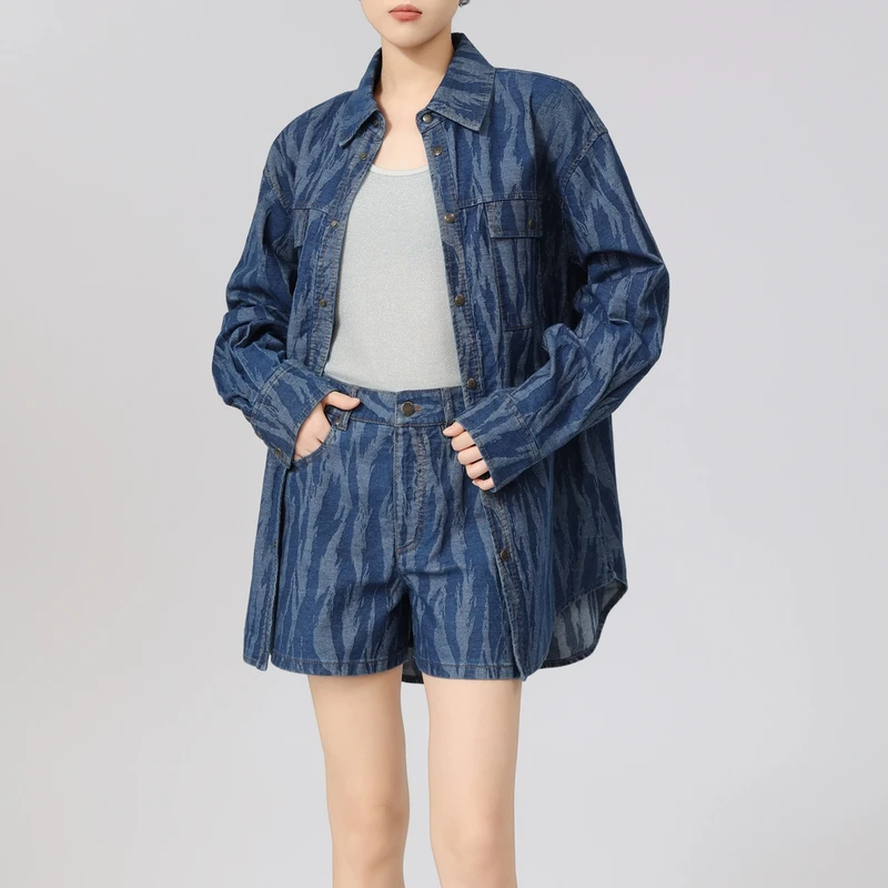 AMASS/阿玛施 新款时尚外套雅丹风简约休闲宽松牛仔衬衫5300971