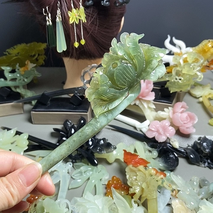 岫玉未镶嵌发簪发簪