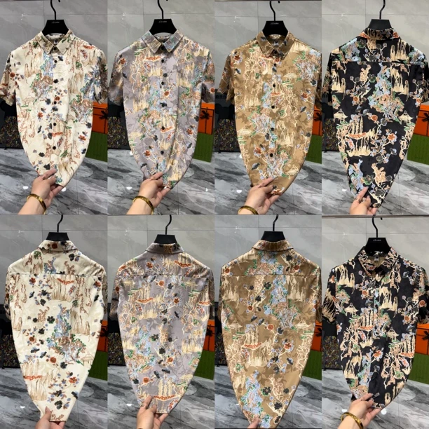 夏季新款时尚欧货高品质男士薄料衬衫短袖/8084