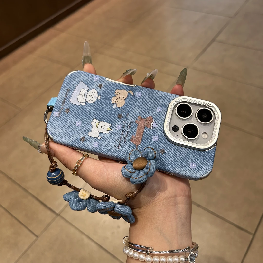 可爱狗狗手机壳适用iPhone16promax苹果15女14手绳13pro新款12